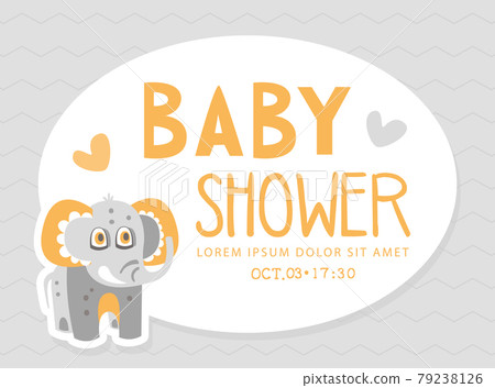 Baby Shower Card with Cute Elephant Character... - Stock Illustration ...