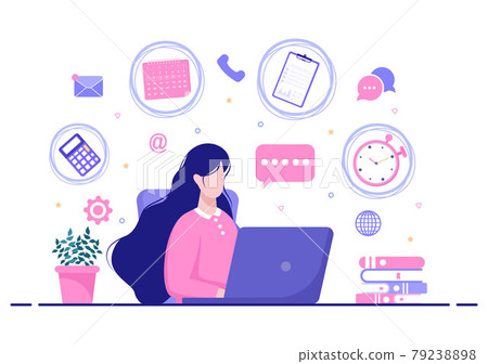 Multitasking Business Woman Or Office Worker As... - Stock Illustration ...