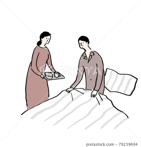 給生病或感冒的男人送食物的女人(護理、長期護理) A 給生病或感冒的男人送食物的女人(護理、長期護理) A 79239694