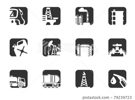Oil and petrol industry objects icons 79239723