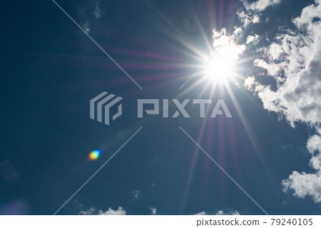 sun shining above beautiful stormy clouds, sky is clearing after rain 79240105