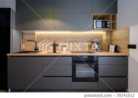 Modern luxury dark gray kitchen 79241012