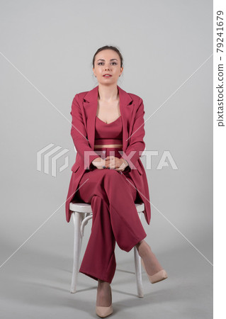 Full length photo of attractive chic business lady sit chair Full length photo of attractive chic business lady sit chair 79241679