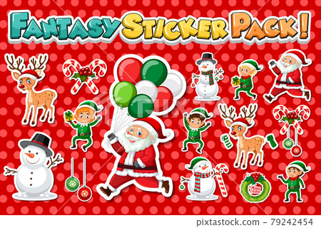 Sticker set with Santa Claus and Christmas objects Sticker set with Santa Claus and Christmas objects 79242454