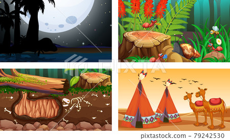 Four different nature horizontal scene 79242530