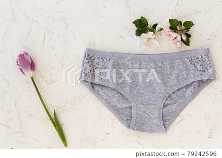 Beautiful women's cotton panties on white background. 79242596
