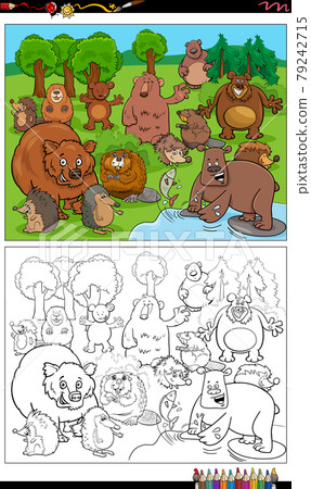 cartoon animal characters group coloring book page cartoon animal characters group coloring book page 79242715