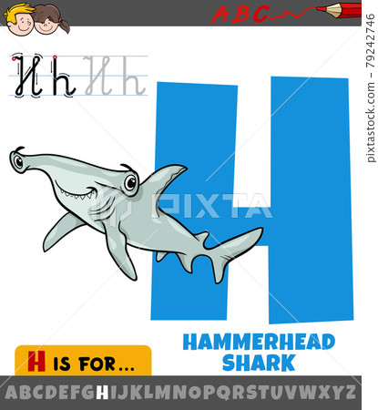 letter H from alphabet with cartoon hammerhead... - Stock Illustration ...