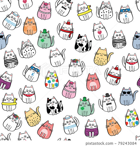 seamless pattern with miscellaneous cats seamless pattern with miscellaneous cats 79243084