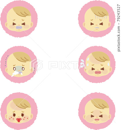 Illustration material: Icon mark series in which a cute baby shows emotions and emotions. 79243527