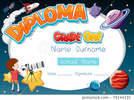 Diploma or certificate template for school kids 79244195
