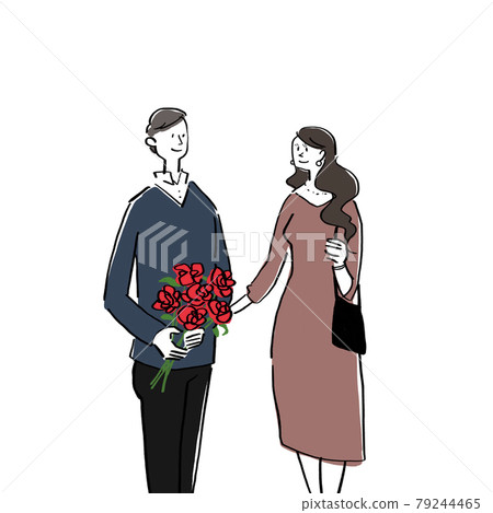 Men and women with a bouquet of roses, lovers, couples A Men and women with a bouquet of roses, lovers, couples A 79244465