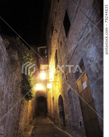 Italy / San Gimignano Old stone path Night landscape 79244835