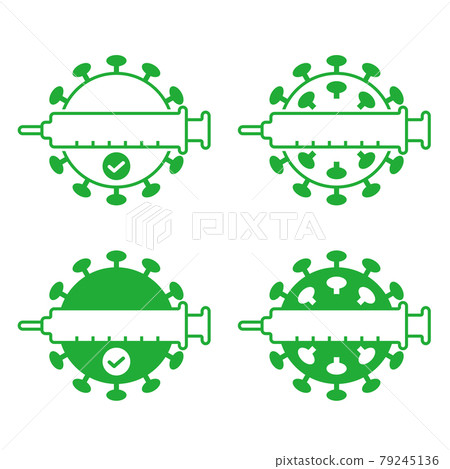 Vaccinated logo mark new coronavirus Vaccinated logo mark new coronavirus 79245136