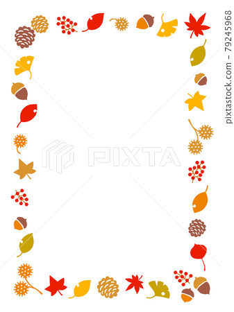 秋季堅果和樹葉的框架材料 79245968