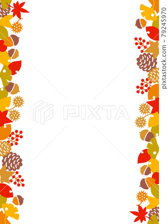 秋季堅果和樹葉的框架材料 79245970