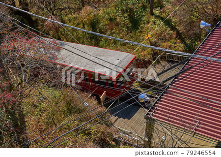 Cable car seen from the observatory near Tsukuba Sancho Station in Ibaraki 79246554