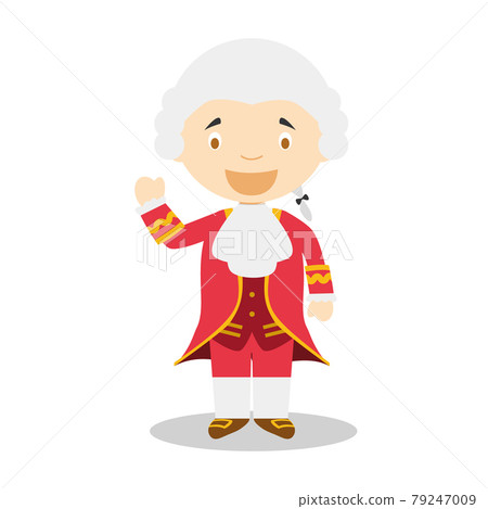 Wolfgang Amadeus Mozart cartoon character. Vector Illustration. Kids History Collection. Wolfgang Amadeus Mozart cartoon character. Vector Illustration. Kids History Collection. 79247009