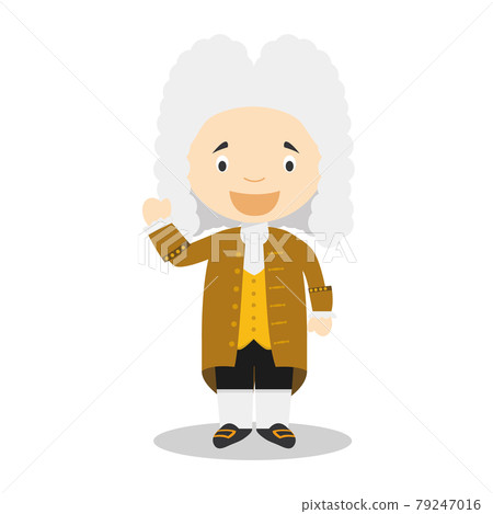 Georg Friedrich Handel cartoon character. Vector Illustration. Kids History Collection. 79247016