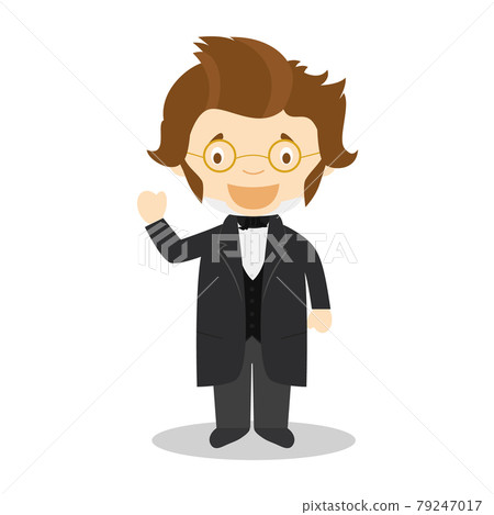 Franz Schubert cartoon character. Vector Illustration. Kids History Collection. 79247017