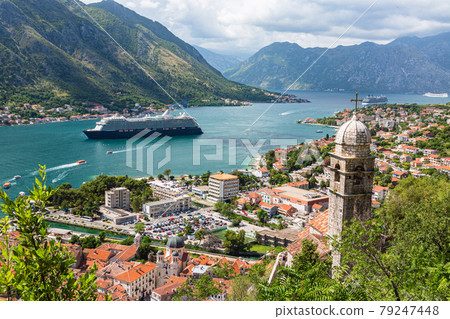 Scenery seen from the walls of Kotor, Montenegro and the Church of the Virgin of Salvation 79247448