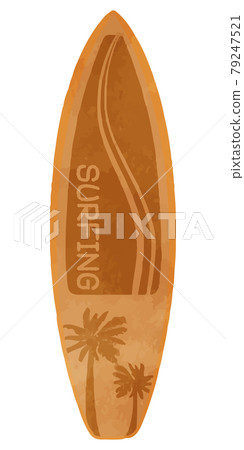 夏天到了！衝浪板棕櫚樹圖案橙色 79247521