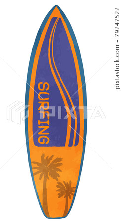 It's summer! Surfboard palm tree pattern blue x orange 79247522