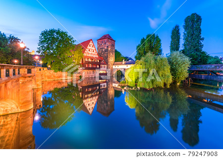Nuremberg, Germany - Picturesque Pegnitz River, Bavaria. 79247908