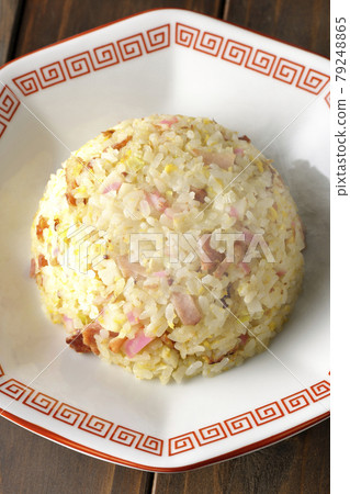 A bird's-eye view of the hot Gomoku fried rice with various ingredients such as Narutomaki and char siu A bird's-eye view of the hot Gomoku fried rice with various ingredients such as Narutomaki and char siu 79248865