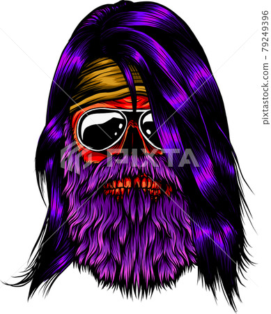 human skull with beard vector illustration design 79249396