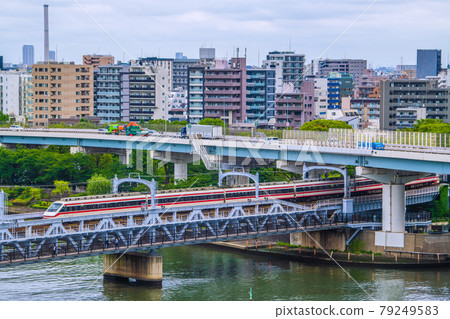 View of Tokyo cityscape of Japan, such as Sumida River and cityscape 79249583