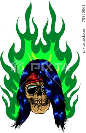 Skull on Fire with Flames Vector Illustration Skull on Fire with Flames Vector Illustration 79250001