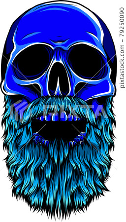 illustration of hipster skull with mustache and beard. 79250090