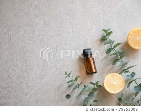 Lemon and orange citrus and eucalyptus leaves. Relaxing aroma scent. 79253009