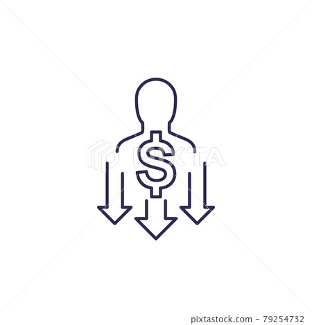 reduce labor cost icon, line - Stock Illustration [79254732] - PIXTA