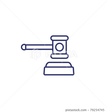 auction hammer, gavel line icon on white auction hammer, gavel line icon on white 79254745
