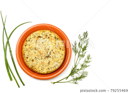 casserole with minced meat, tomato, bechamel sauce and cheese isolated on white background. free space for text. casserole with minced meat, tomato, bechamel sauce and cheese isolated on white background. free space for text. 79255469