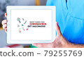 Tablet with visual information about the global virus and recommendations on how to prevent it 79255769