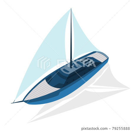 Isometric modern ship. Yacht with large sails. Vector isometric icon or infographic element. Ocean transport Isometric modern ship. Yacht with large sails. Vector isometric icon or infographic element. Ocean transport 79255888
