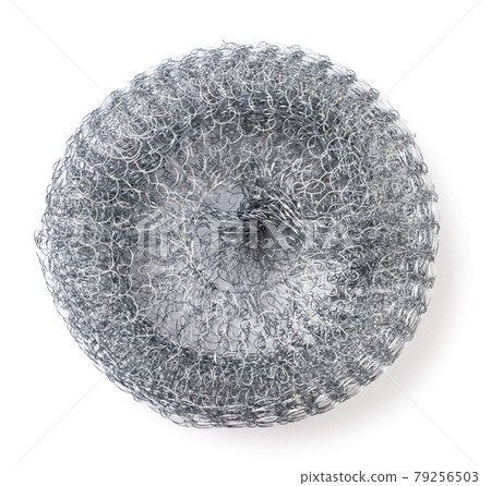 Metal sponge on a white background, isolated. The view from top 79256503