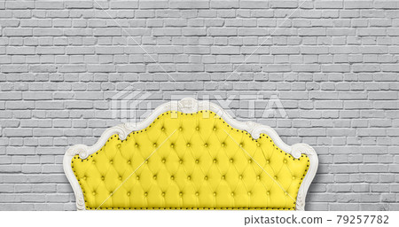 Yellow leather chesterfield sofa on gray Yellow leather chesterfield sofa on gray 79257782