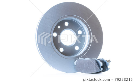 Car parts. New metal car part. Auto motor mechanic spare or automotive piece isolated on white background. Technology of mechanical gear with space for text. 79258215