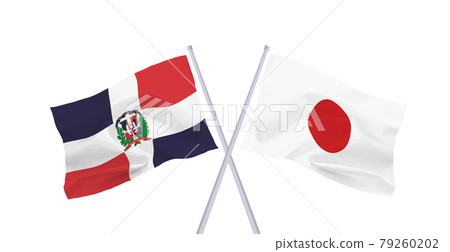 Flags of Japan and the Dominican Republic 79260202