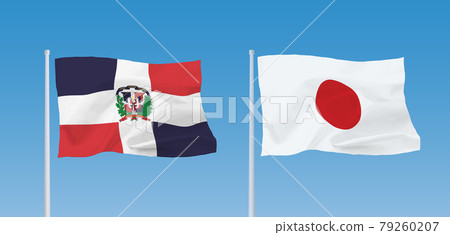 Flags of Japan and the Dominican Republic 79260207