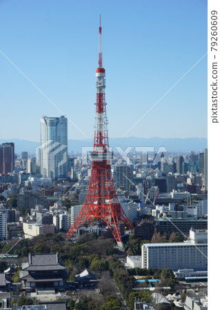 Tokyo 2020 scenery, observatory, bird's-eye view, distant view, daytime, clear blue sky 79260609