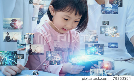 Girl watching the video Video content Girl watching the video Video content 79263594