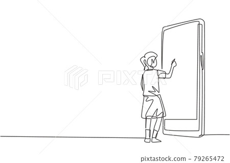 Single One Line Drawing Female Junior High Stock Illustration Single One Line Drawing Female Junior High Stock Illustration