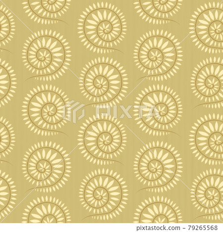 Golden colored oil painting floral seamless pattern. Hand drawn circle twigs with leaves on textured background. Golden colored oil painting floral seamless pattern. Hand drawn circle twigs with leaves on textured background. 79265568