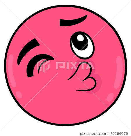 pink ball head with pouty lips want to kiss, doodle icon drawing pink ball head with pouty lips want to kiss, doodle icon drawing 79266076