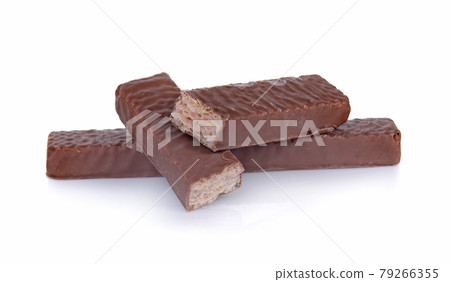 wafers in chocolate on white background. 79266355
